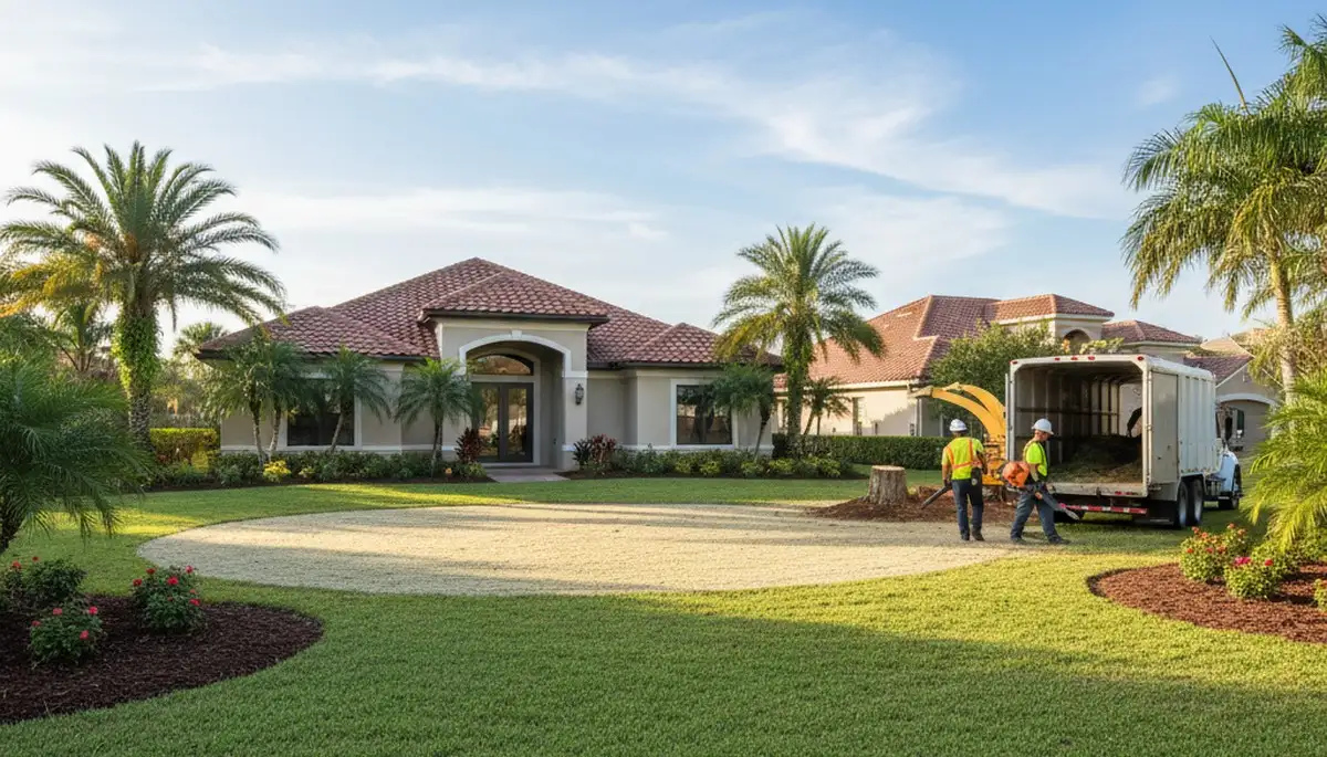 Clean yard after professional tree removal and stump grinding in Boca Raton, FL