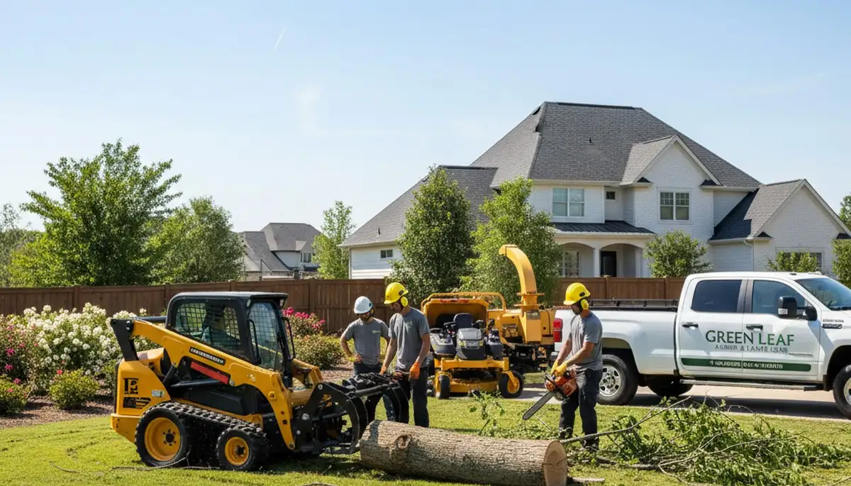Professional lawn and tree service team working in Boca Raton FL yard maintenance