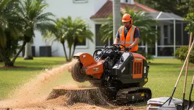 Stump grinding service removing tree stumps in Boynton Beach FL by Boca Raton tree removal experts