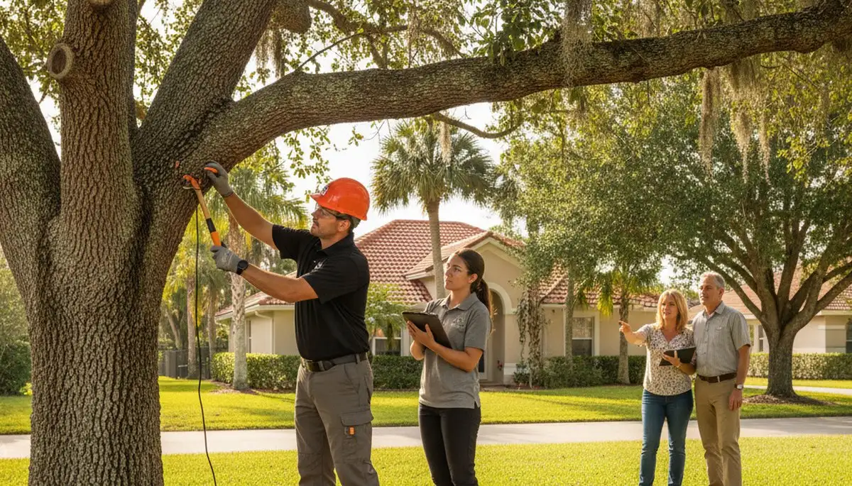 Certified arborist performing tree health assessment for Deerfield Beach property near Boca Raton, FL