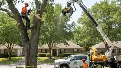 Arborists performing safe tree removal in Boca Raton FL for storm-damaged and hazardous trees