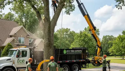 Arborist performing tree removal in Boca Raton FL for palm and oak maintenance by Chop Chop Tree