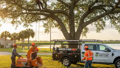 Professional tree removal service in Boca Raton FL safely cutting and clearing palm trees