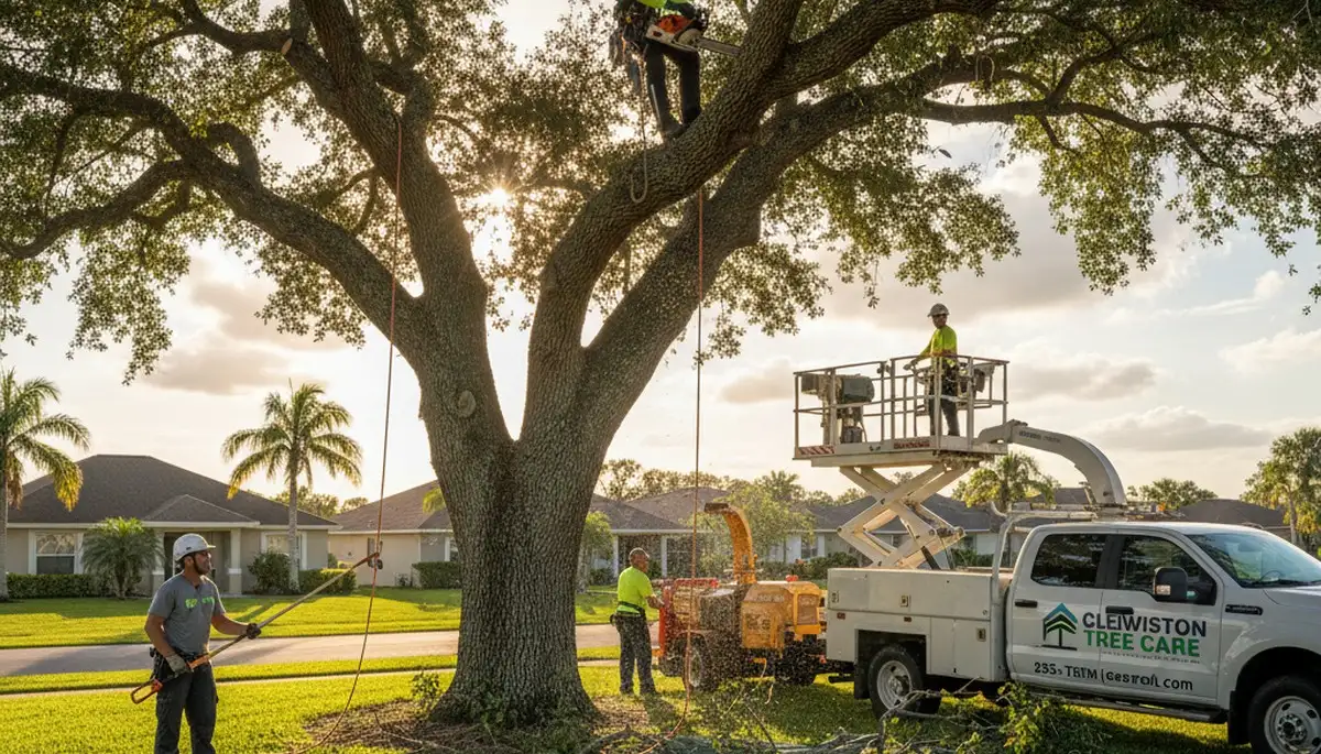Professional tree removal service in Boca Raton FL safely cutting and clearing large trees