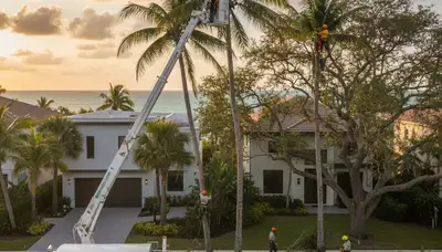 Professional tree removal service in Boca Raton FL safely cutting large oak tree branches
