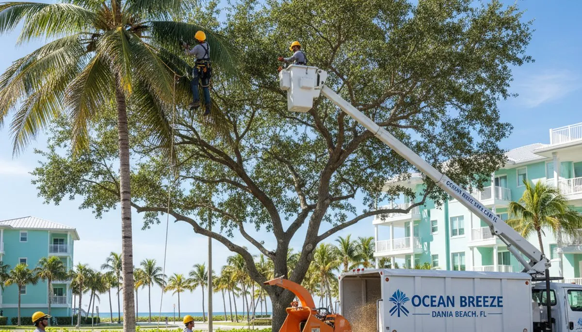 Professional tree removal service in Boca Raton FL safely cutting and clearing large trees