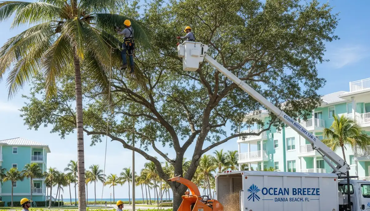 Professional tree removal service in Boca Raton FL safely cutting and clearing large trees