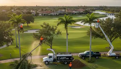 Professional tree removal service in Boca Raton FL safely cutting and clearing large trees