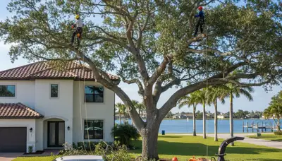 Professional tree removal service in Boca Raton FL safely cutting and clearing large trees