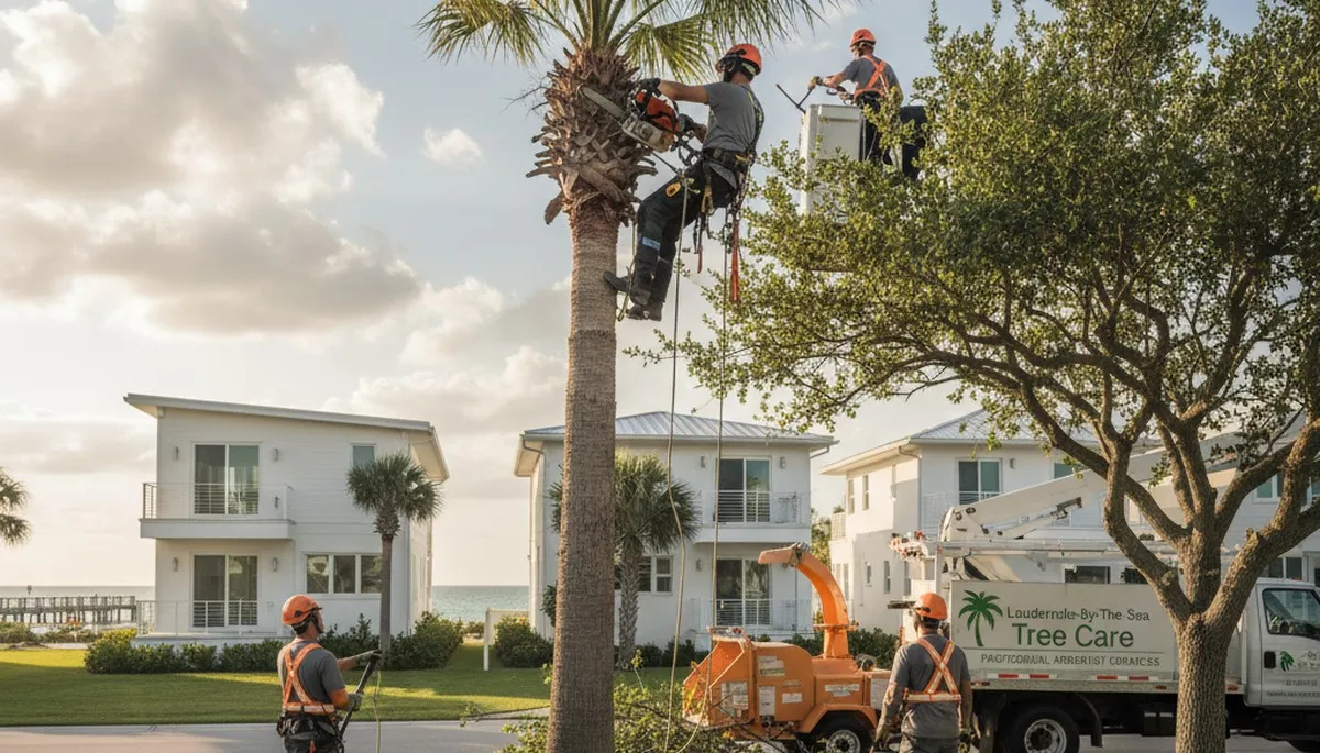 Professional tree removal service in Boca Raton FL safely cutting and clearing large trees