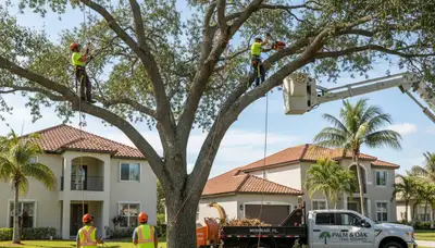 Professional tree removal service in Boca Raton FL safely cutting and clearing large trees