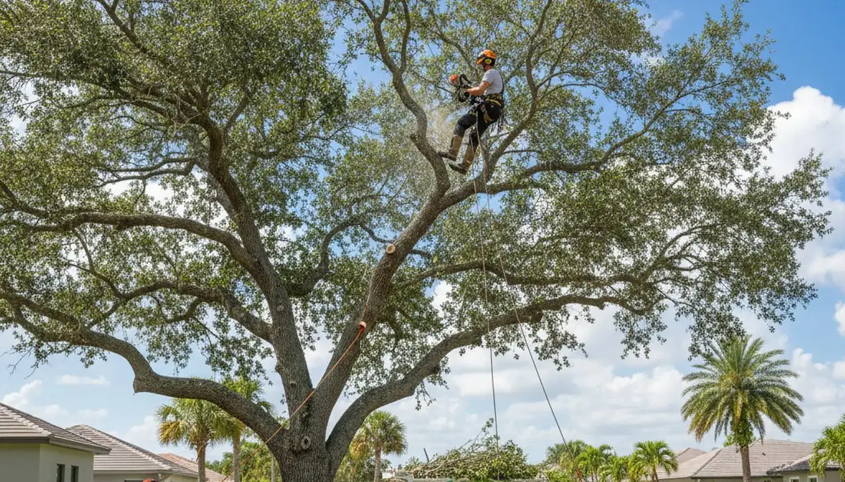 Professional tree removal service in Boca Raton FL safely cutting and clearing large trees